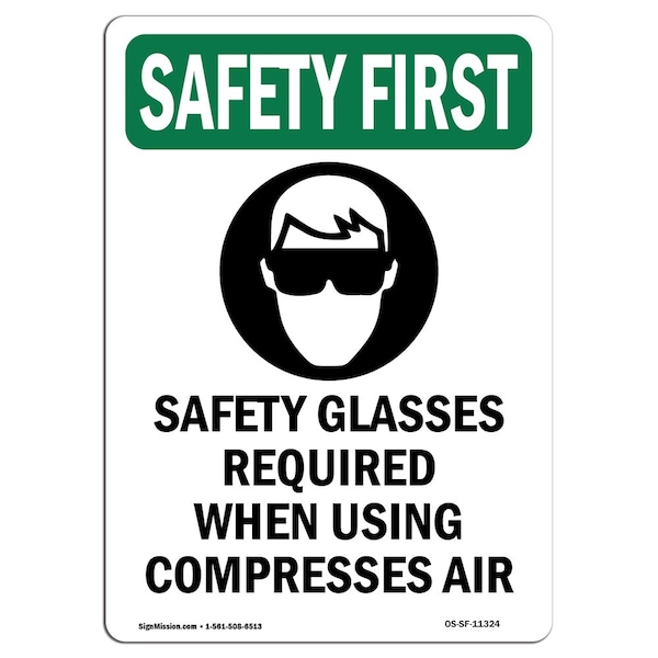 OSHA, Glasses Required, 5in X 3.5in, 10PK, 3.5" W, 5" H, Portrait, PK10, OS-SF-D-35-V-11324-10PK